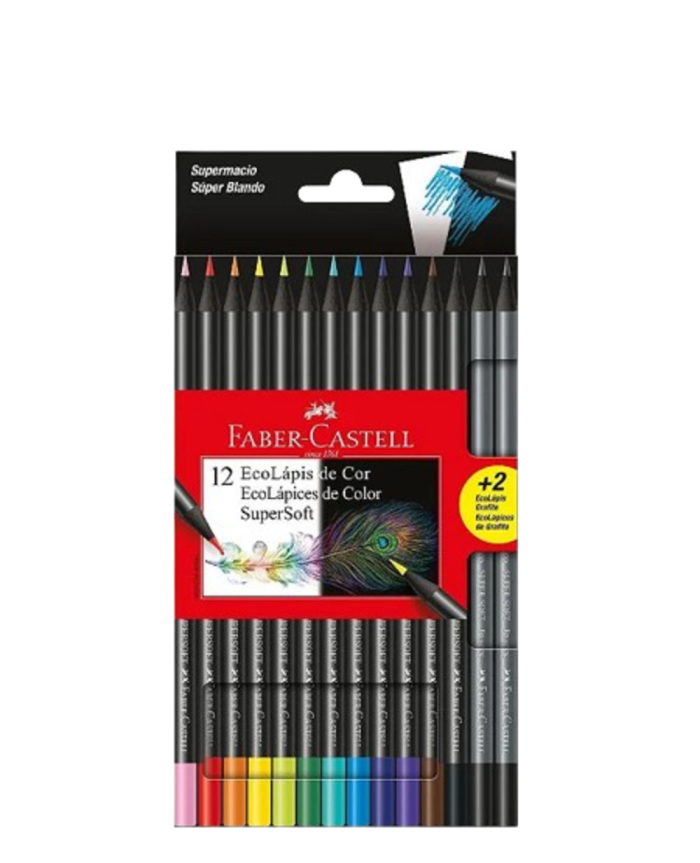 Lápis de Cor SuperSoft 12 cores + 2 lapis grafite - Faber Castell