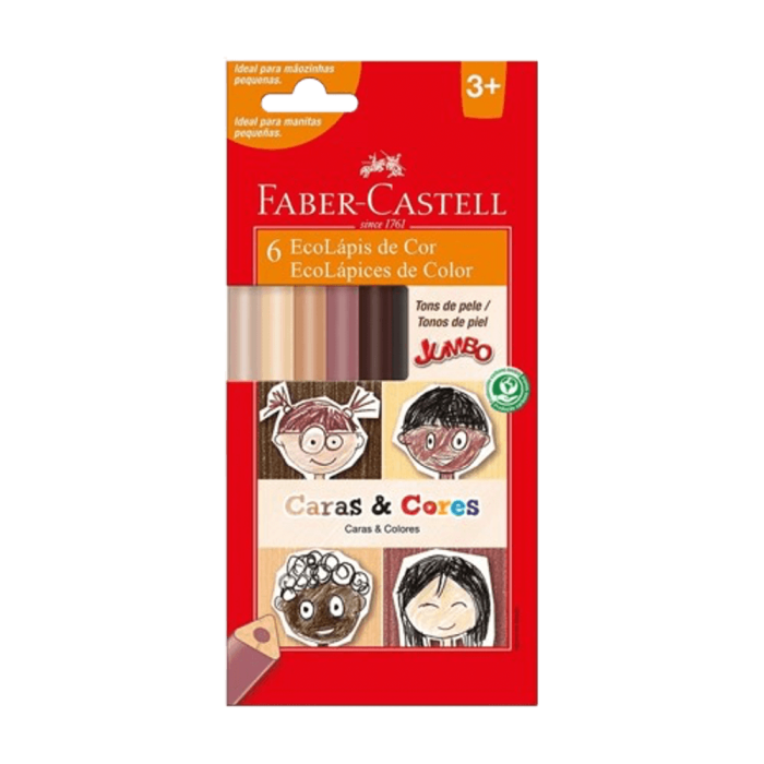 Lápis de Cor Jumbo 6 cores caras & cores - Faber-Castell