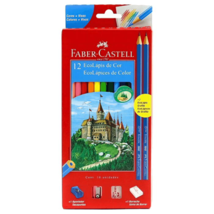 Lápis De Cor Faber Castell Ecolápis C/12 Unid + Kit Escolar - Faber-castell