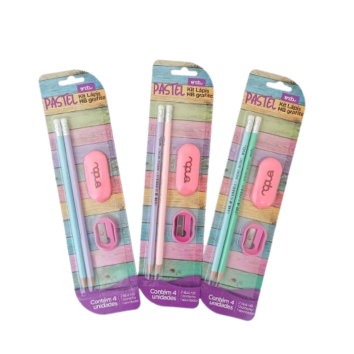 Kit Lápis Pastel + Borracha + Apontador Em Blister - Onda - Image 2