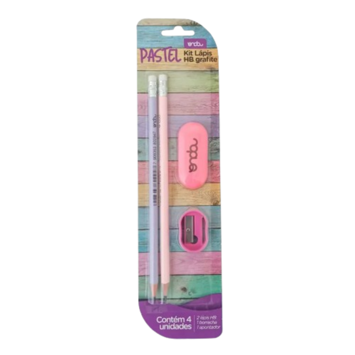 Kit Lápis Pastel + Borracha + Apontador Em Blister - Onda