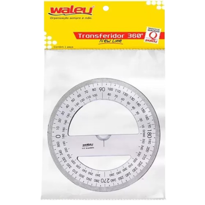 Transferidor Plástico 360 Graus New Line Cristal - Waleu