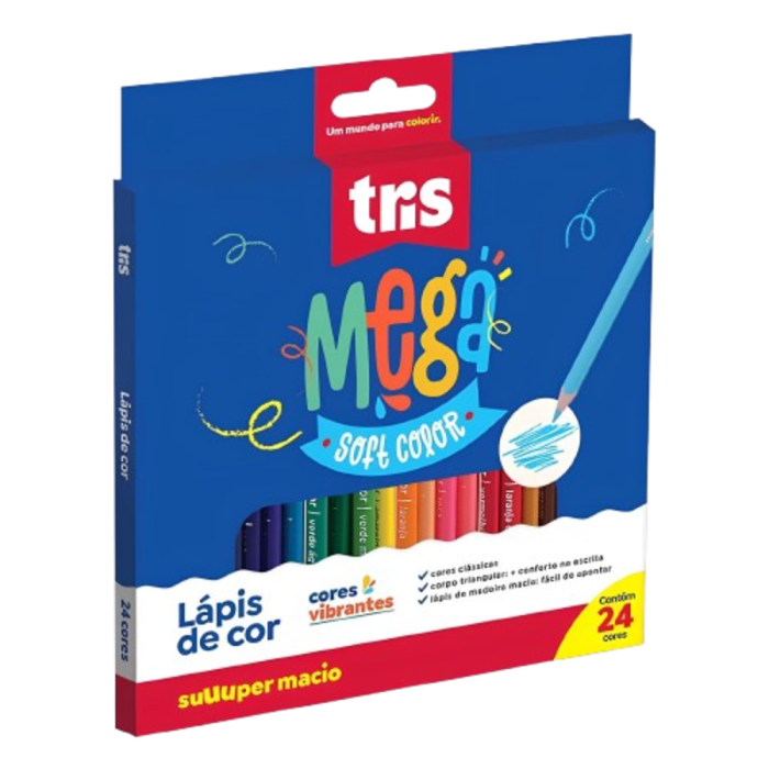 Lapis de Cor 24 Cores Mega Soft Color Tris