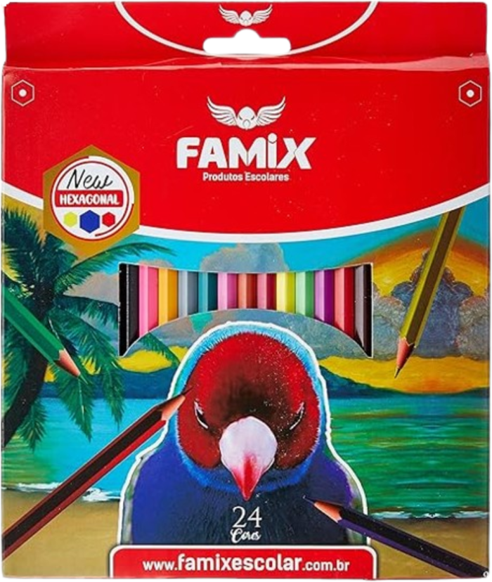 LAPIS DE COR SEXTAVADO 24 CORES * FAMIX - Image 2