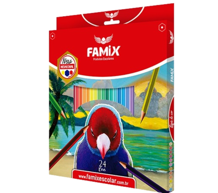 LAPIS DE COR SEXTAVADO 24 CORES * FAMIX