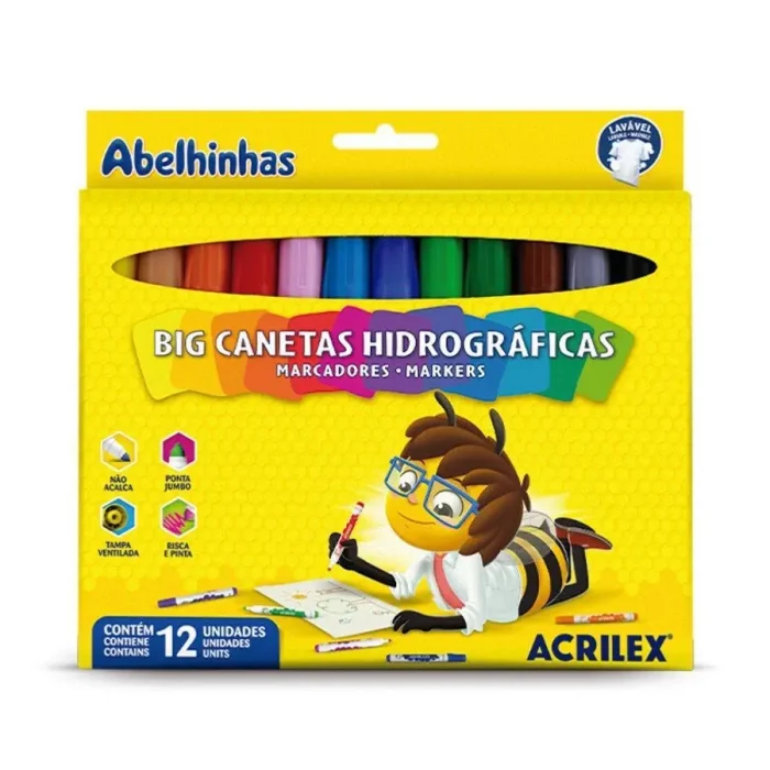 Caneta Hidrográfica Jumbo 12 Cores - Acrilex