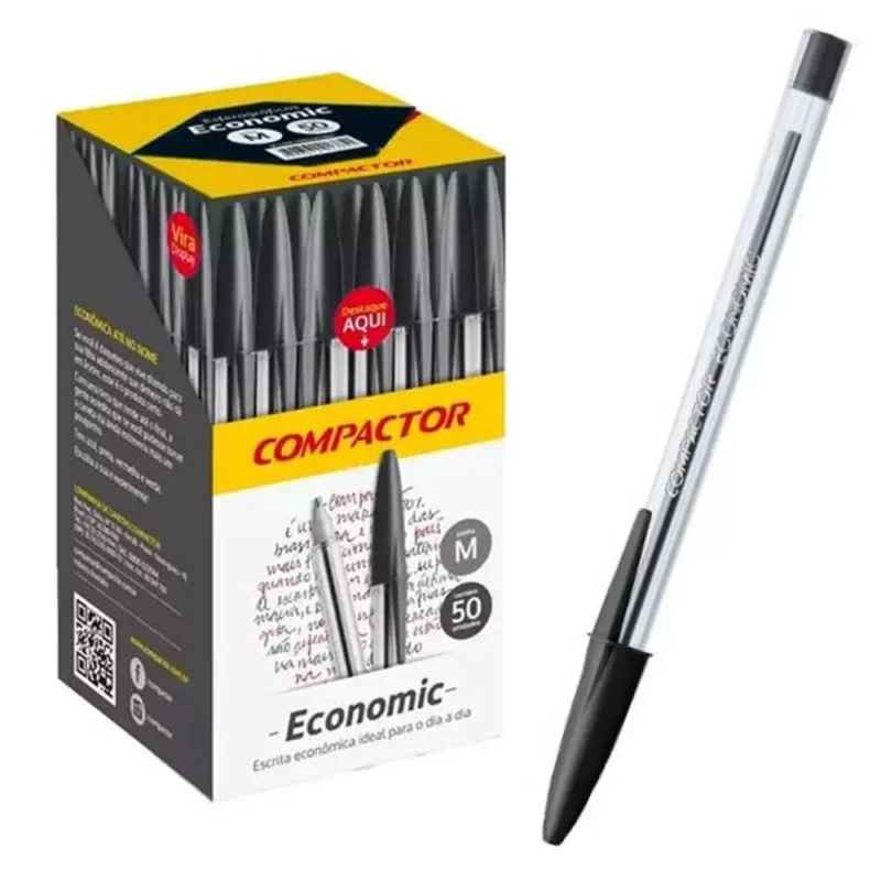 Caixa de Canetas Esferografica Economic Preta c/50 Unidades * Compactor