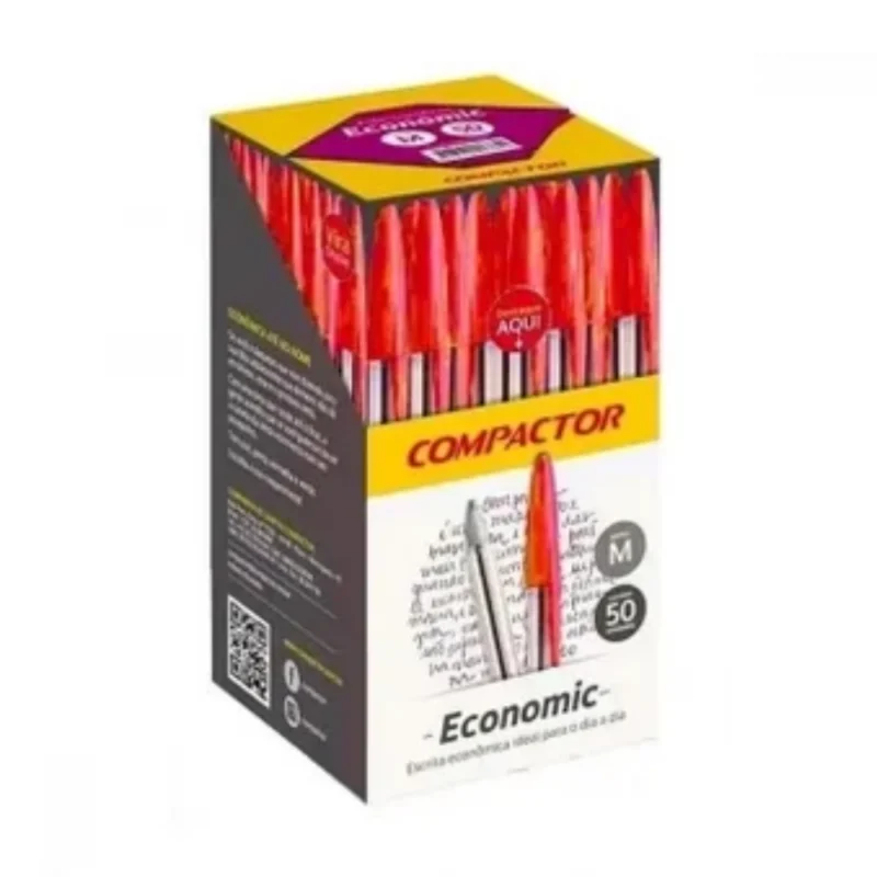 Caixa De Caneta Esferografica Economic Vermelha * Compactor