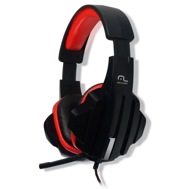 Fone De Ouvido Headset Gamer P2/Cabo Vermelho + Multilaser