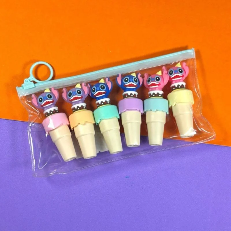Kit de Marca Texto com 6 Unidades Stitch