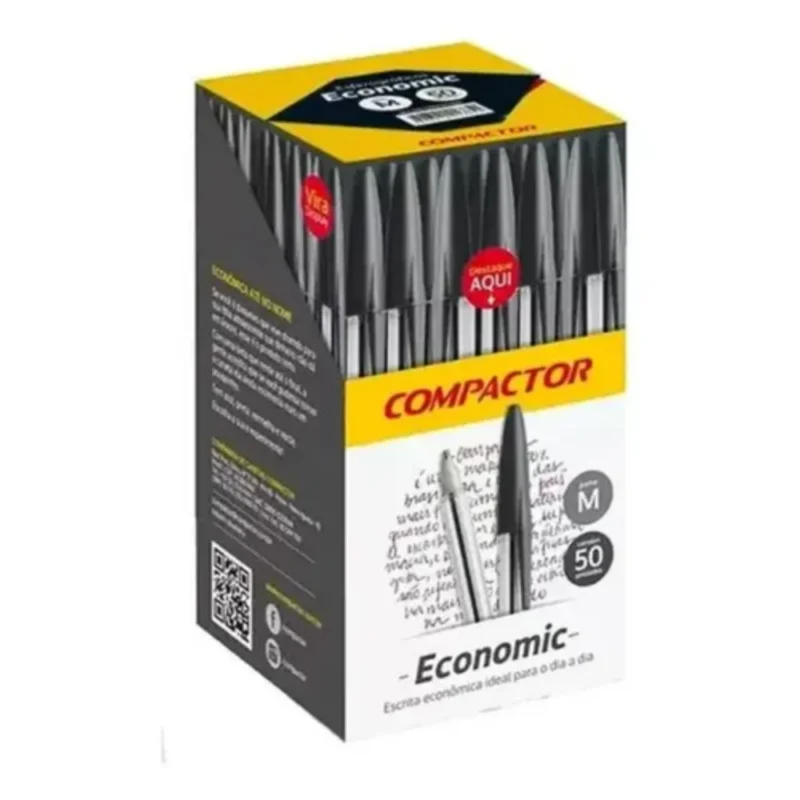 Caixa de Canetas Esferografica Economic Preta c/50 Unidades * Compactor