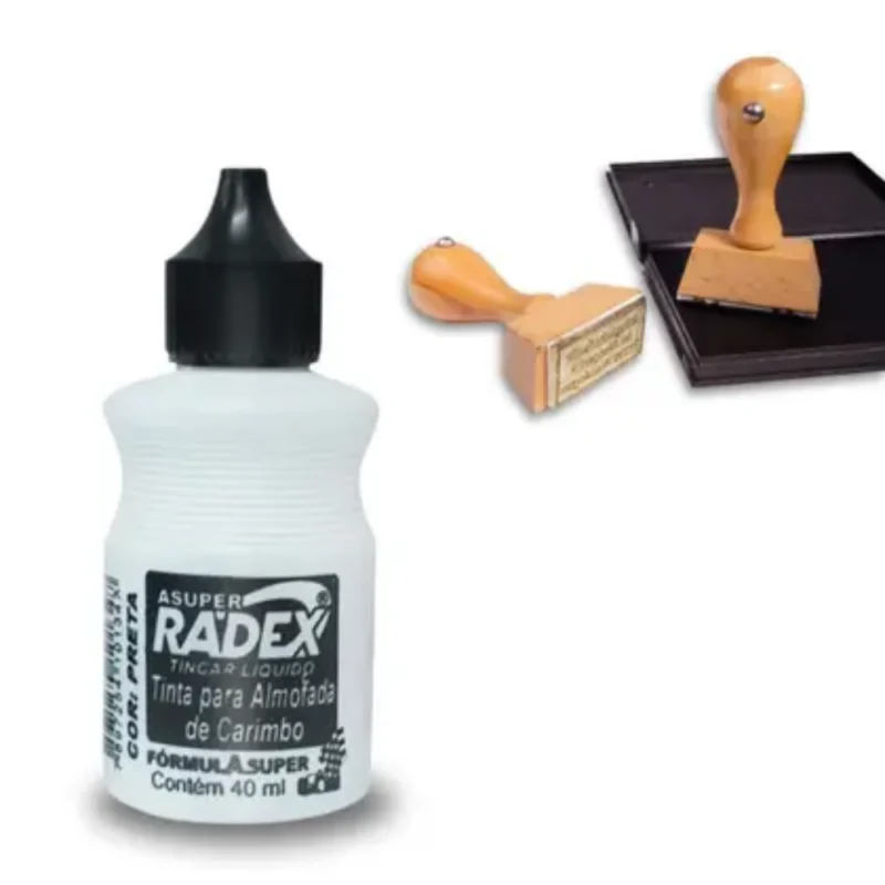Tinta p/ Carimbo 40ml Preta - Radex