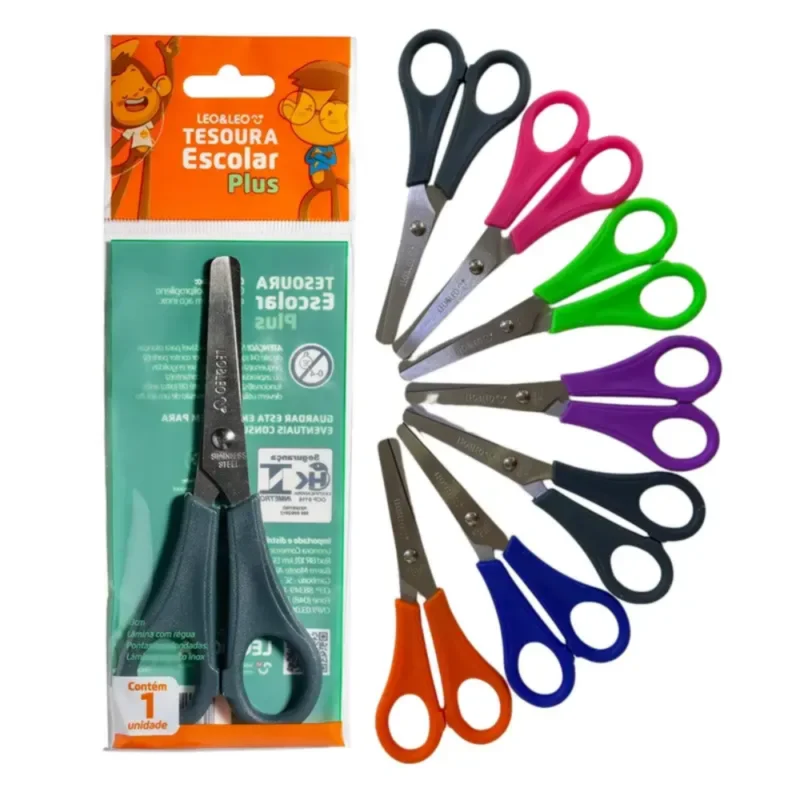 Tesoura Escolar Plus Inox 130mm - Leonora