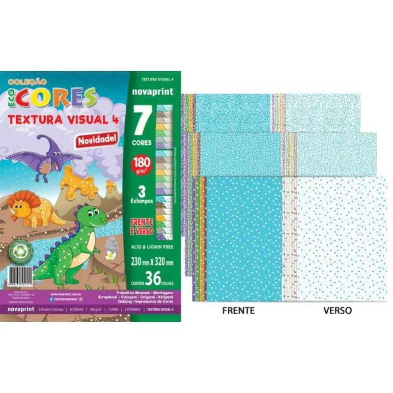 Bloco Textura Visual 4 Eco Cores 7 Cores 180g c/36 Folhas -  Novaprint