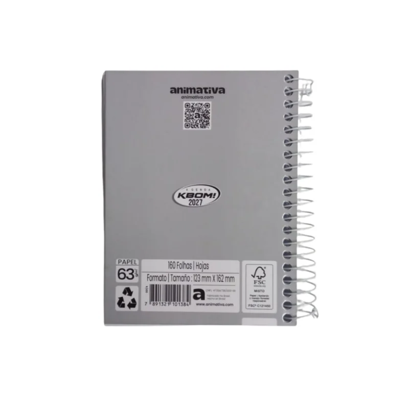 Agenda 2027 KBOM Espiral 160 Folhas 123 x 164 mm – Animativa