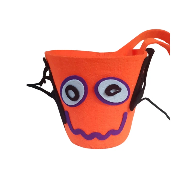Balde Halloween Feltro Aranha